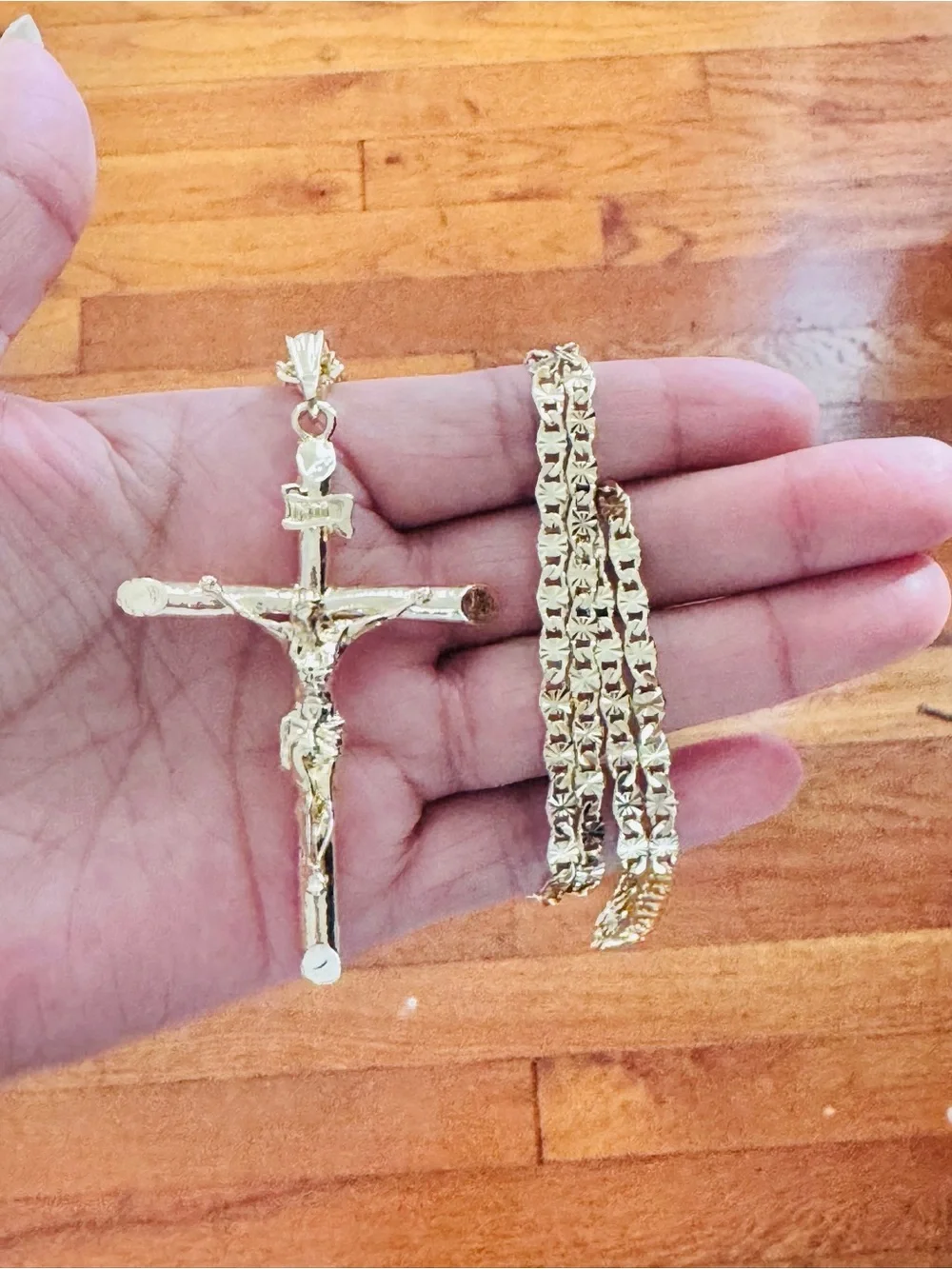 14K Gold Plated Crucifix Pendant men’s Necklace
